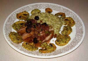 Duck Breast with Balsamic Sauce & Cherries with Pesto Risotto & Grilled Mushrooms